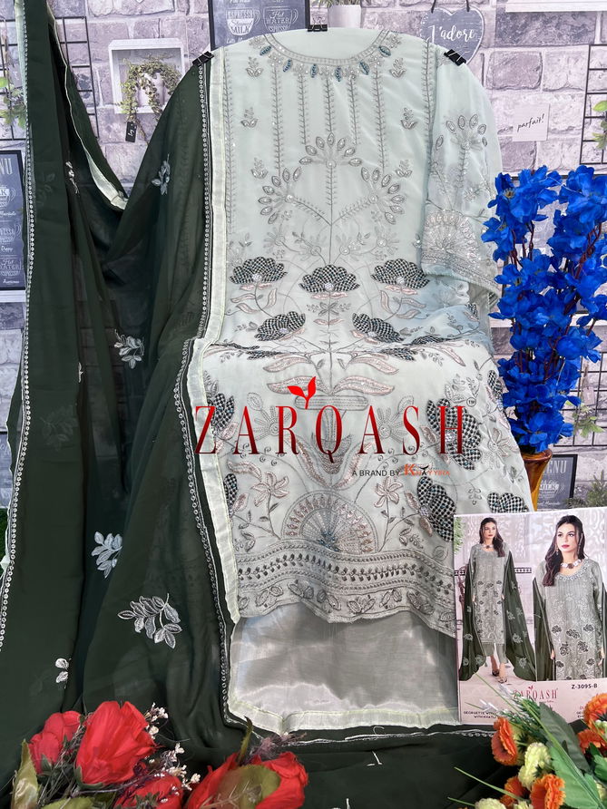 Z 3095 Zarqash Embroidery Georgette Pakistani Suits Exporters In India